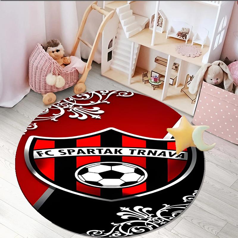 1PC Round Rug Star Soccer Emblem Printed Round Area Rug ,Rug For Home Office, Round Chair Rug, Decorative Carpet Fan Gifts Christmas Gift