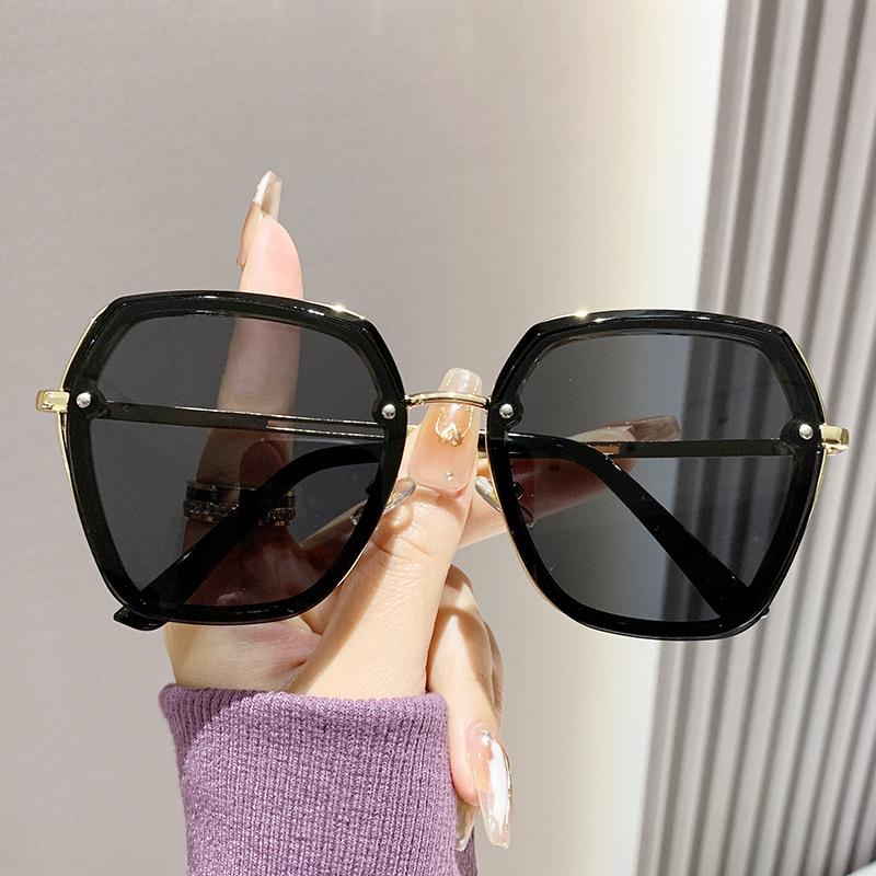 Sunglasses Women's Polygon New High-end Ins Sunglasses UV Protection Big Face Thin