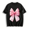 Sweet Heart Sheer Bow Print Cute Girls Casual Top Pure Cotton T-shirt