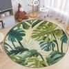 Tropical Foliage Round Rug Monstera Palm Leaf Pattern Non-slip Decorative Mat Cozy Soft Floor Carpet for Living Room Bedroom
