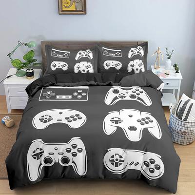 Teens Video Games Comforter Duvet Cover King Gamepad Controller Bedding Set for Kids Boys Girls Youth Game Polyester Bedding Set