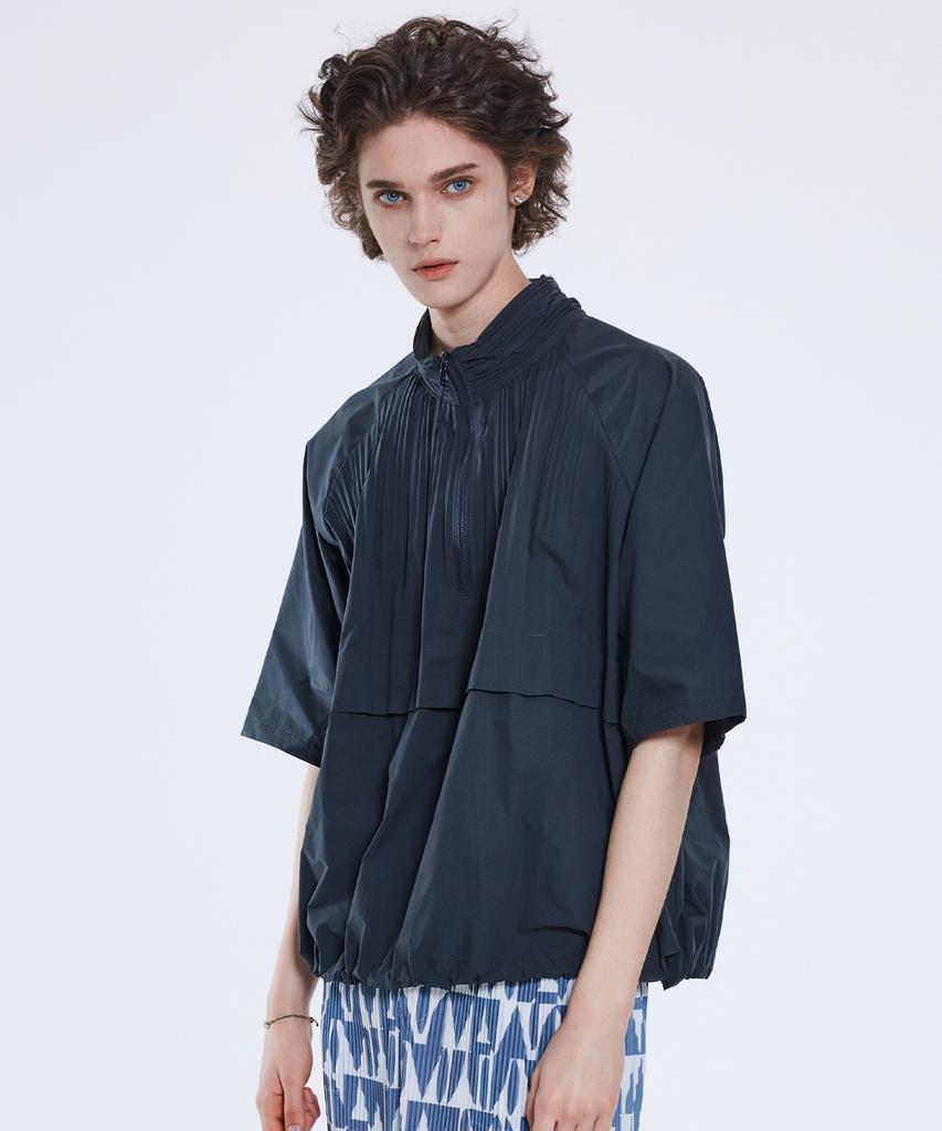 Waiowai Half-Zip Pleated Short-Sleeve Anorak_Light Beige