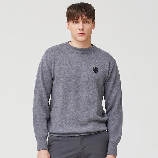 HENRY STUART Men'S Solid Knit Sweater Grey
