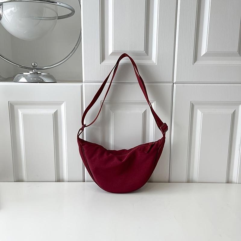 Minimalist Crescent Crossbody Bag Zip Casual Shoulder Handbag Versatile Daily Sports Tote