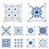 Housse de coussin de luxe à motif imprimé en porcelaine bleue et blanche pour décoration de maison, salon, canapé, voiture