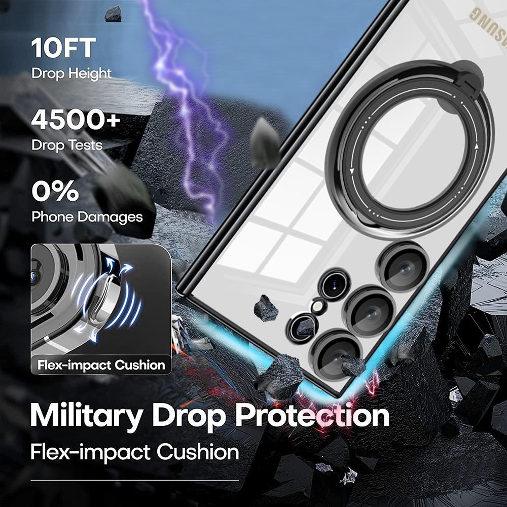 Bright Shield Rotating Magnetic Suction Bracket Suitable for Samsung S24 Ultra Mobile Phone Case Full Inclusive Lens A05S Anti Fall Protection Case