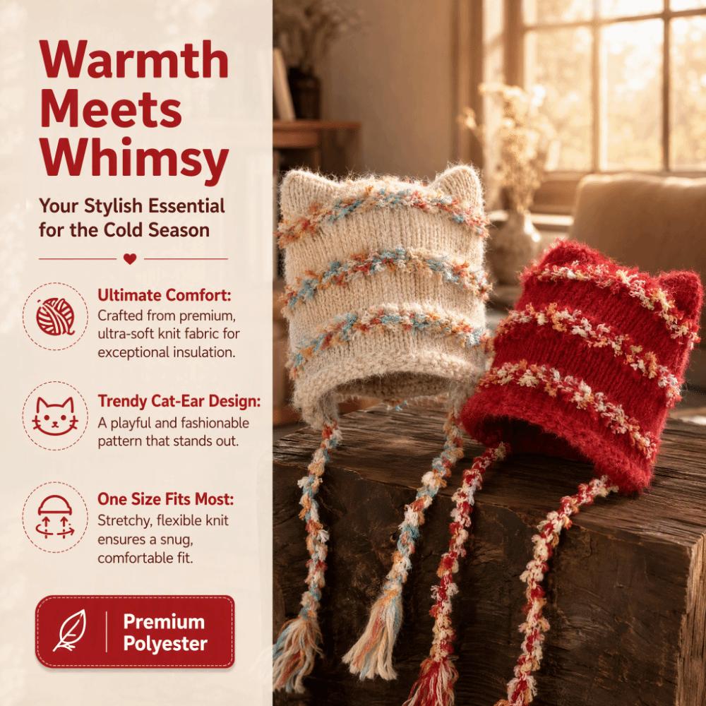 Warm Winter Hat Ear Protection Beanie Hats Cute Knitted Cap  Winter