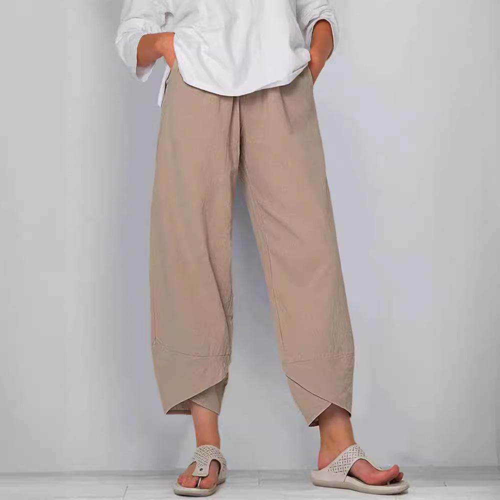 Simple Loose Casual Nine-Point Pants for Lady In Plus Sizes: New Cross-Border Solid Color Collection