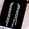 Long Style Tassel Earrings Fashionable Cubic Zirconia Earrings Droplet Geometry Earrings