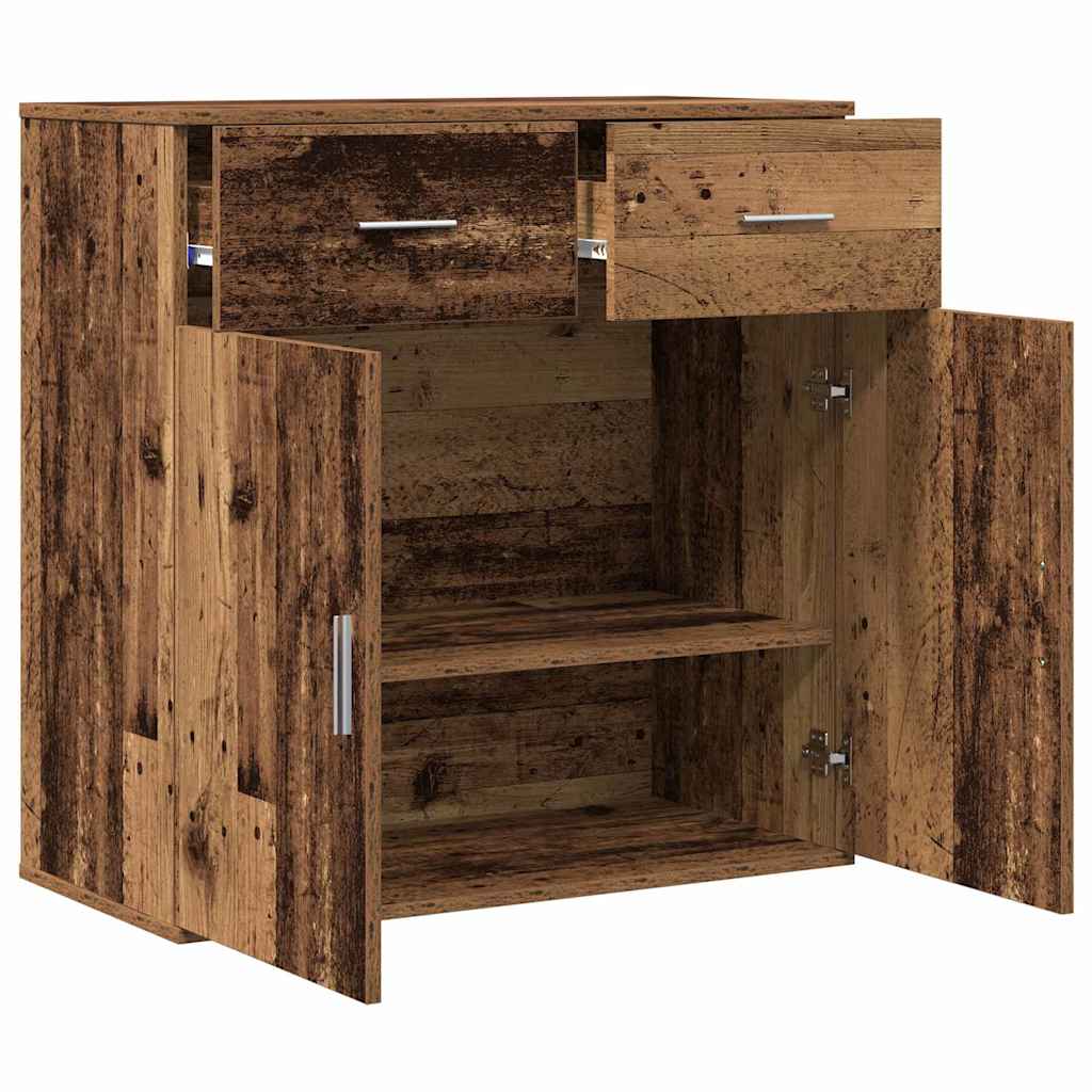 Sideboard with Drawers Reclaimed Wood Look 78 X 38 X 80 Cm Engineered Wood