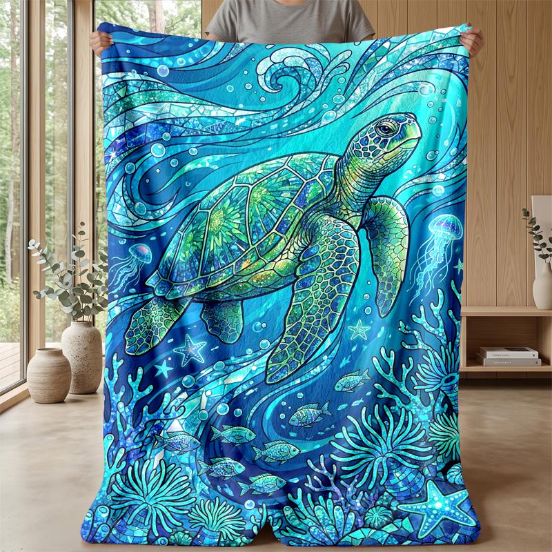 Ocean Life Adventure 6 Theme Blanket Lightweight Warm Flannel Blanket Decorative Throw Blanket for Home Decoration