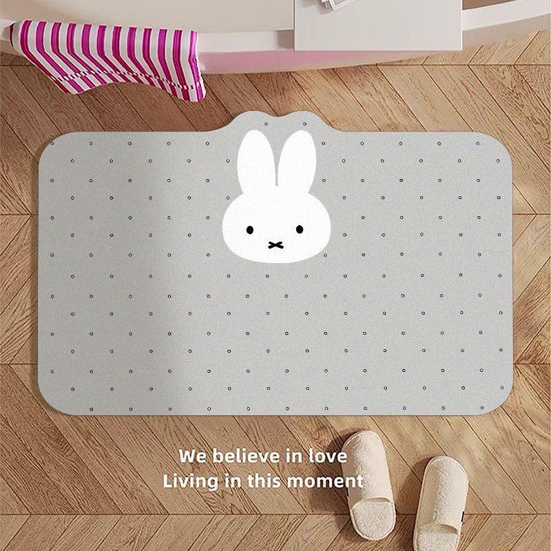 Cartoon  Miffy Bathroom Soft Diatomaceous Mud Floor Mat, Bathroom Absorbent Foot Mat, Toilet Sink, Bedroom Mat, Carpet