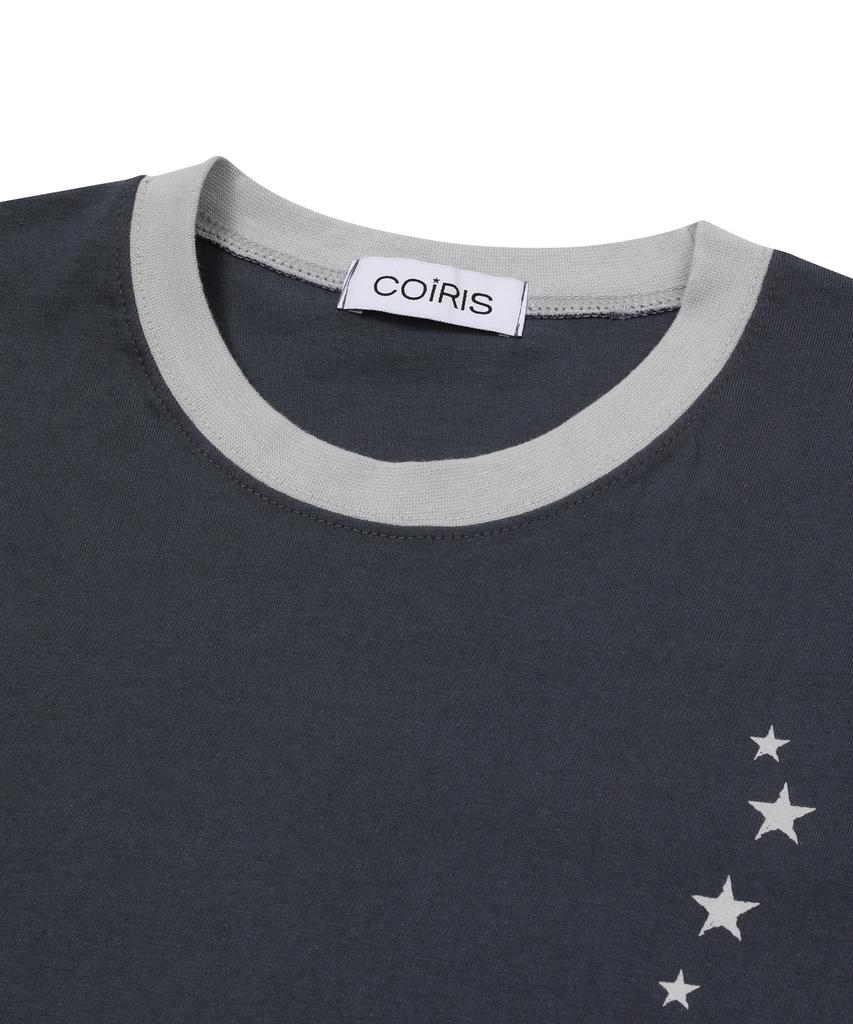 Koiliseu Hotaru Lettering Color Block Ringer Short Sleeve T-Shirt (2 Colors)