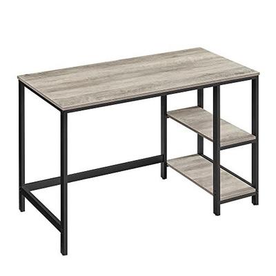 Computer Desk, Desk with 2 Shelves On the Left or Right Side, Office Living Room Work Table, Steel Frame, Industrial, Gr