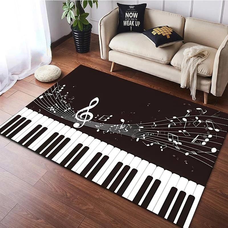 Tapis Notes de Musique pour Salon Chambre Couloir Balcon Entrée Paillasson Tapis de Sol Grand Tapis Doux Antidérapant Décoration de Maison
