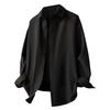 Men's Casual Shirt Solid Color Summer Silky Cool Feeling, No Ironing Shirt, Loose Long Sleeved Top