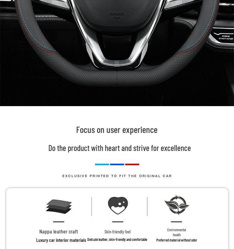 Genuine Leather Steering Wheel Cover for Changan Models: CS75, Eado, CS35plus, Raeton, CS95, Oshan CS55, Ruicheng - All-Season