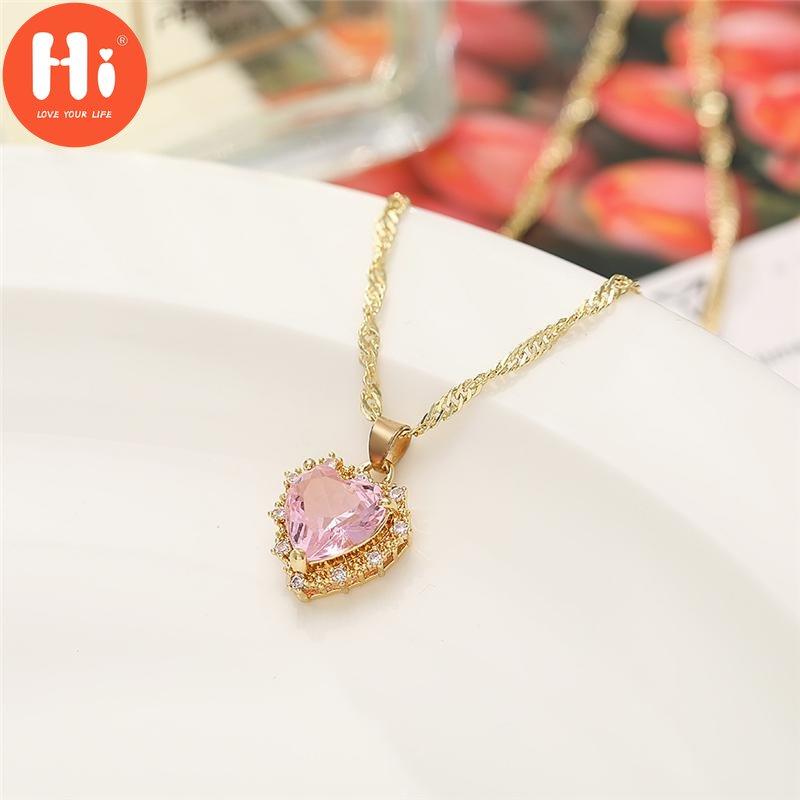 Collier de luxe en forme de cœur d'amour couleur or pour femme, petit collier de clavicule frais à la mode, bijoux cadeau