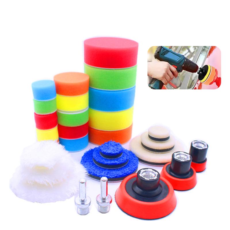 29 Pcs Car Polishing Pad Kit Reusable 1.2/2/3 Inch Buffing Pads Sponge Set Kit M14 Drill Adapter Power Tool Car Polisher