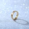 Titanium Steel Couple Ring Fashion Rose Gold Stainless Steel Six Rhinestone Ring Gift for Men and Women ADM