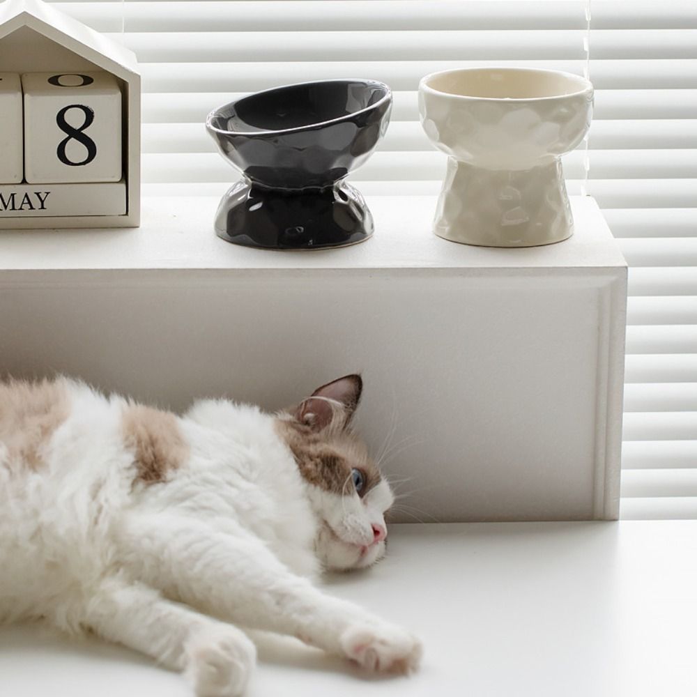 Ceramic Cat Bowl Slanted/Flat Mouth Multi-use Dog Food Feeding Basin Anti Tipping Creative Pet Drinking Feeder Kitten Puppy