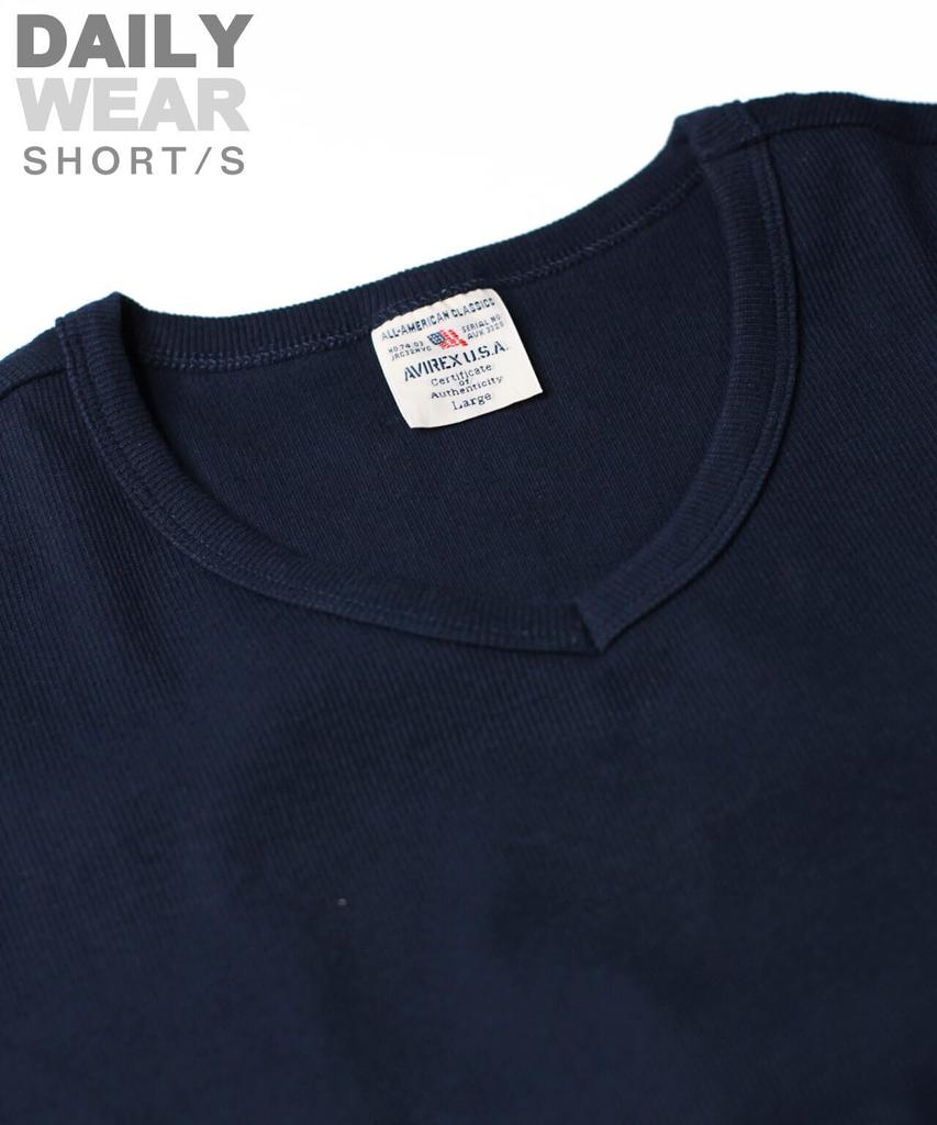 AVIREX DAILY RIB V-NECK TEE 6143501 Men's M Royal