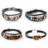 One Piece Straw Hat Luffy Multi-Layer Leather Bracelet with Skull Design