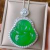 Jewelry Green Chalcedony White Chalcedony Laugh Buddha Gong Accessories Maitreya Goods Necklace Pendant