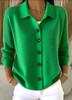Women's Autumn/Winter Solid Knit Lapel Cardigan Sweater - Casual Fashion