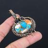 Spiny Oyster Turquoise Gemstone Pure Copper Wire Wrapped Handmade Pendant Jewelry