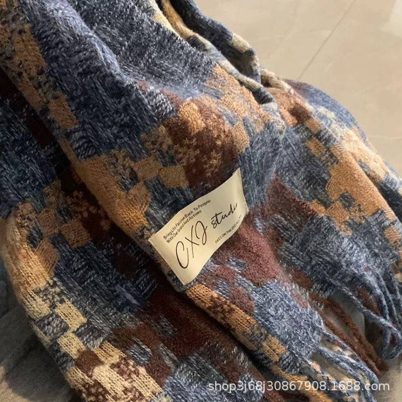 Collection Autumn and Winter New Mohair Solid Color Scarf Korean Version Atmosphere Scarf Enlarged and Thickened Shawl Scarf
