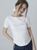 ADOREBELLE Lettering Cubic Boat Neck T-Shirt - White
