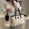 PU Straw Shoulder Bag Solid Color Beach Straw Handbag Sweet Weave Tote Bag Women