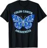 Colorectale Kanker Bewustzijn Blauw Lint Vlinder T-shirt