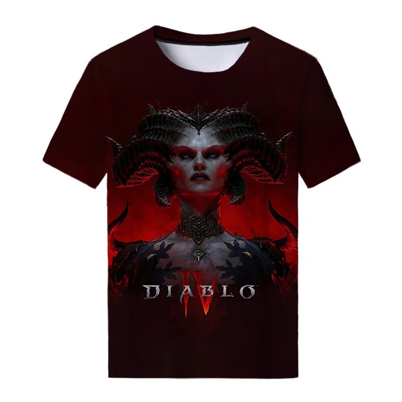 New Game Diablo 4 3D Printed T-Shirts Men Women Casual Fashion Streetwear Oversized Short Sleeve T Shirt Kids Tees Tops Clothing