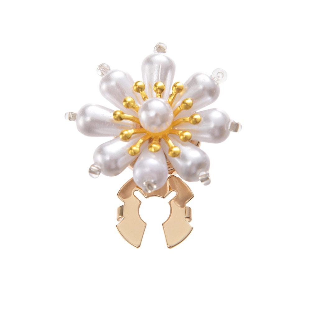 Rhinestone Pearl Flower Button Covers Alloy DIY Accessories Rhinestone Button Cover Handwoven Golden Base Cufflinks Button Cover