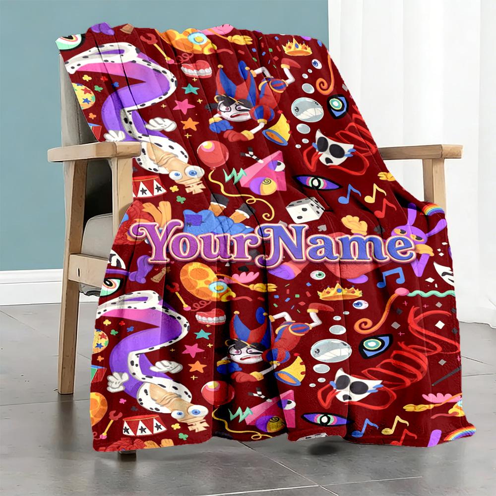 Digitaler Zirkus Personalisierte Textdecke Überwurf Personalisierte Decke Weich Warm Gemütlich Vielseitig für Bettwäsche Wohnzimmer Bürostuhl Meeresufer