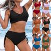 Women's High Waist Bikini Set with Padded Bra Top Twist Front Design Wireless Swimwear Two Piece Swimsuit for Beach Pool