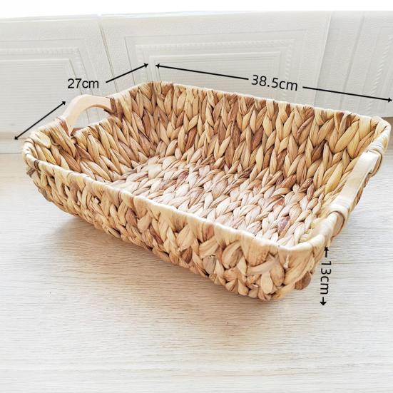 Storage Box Open Structure with Handles Container Space Saving Rattan Basket for Pantry Closet Bathroom
