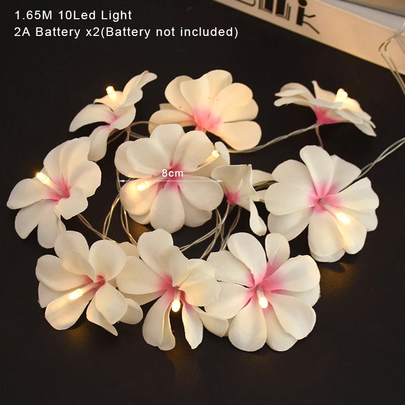 Hawaiian Plumeria Flower Garland LED String Lights Artificial Peony Flower Vine Fairy Lights for Wedding Party Home Decoration