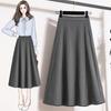 DIMANAF 2025 Women Summer Plus Size High Waist Skirts Vintage Elastic Pleated Elegant Long Skirts 5XL