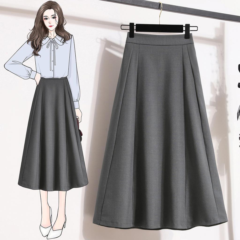 DIMANAF 2025 Women Summer Plus Size High Waist Skirts Vintage Elastic Pleated Elegant Long Skirts 5XL