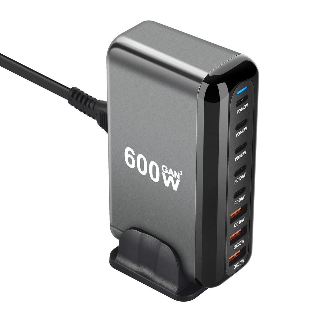 600W GaN Charger Hub Multi Ports QC PD USB C Fast Charging Station Adapter Compatible for IPhone 16/15/14 IPad MacBook Laptop