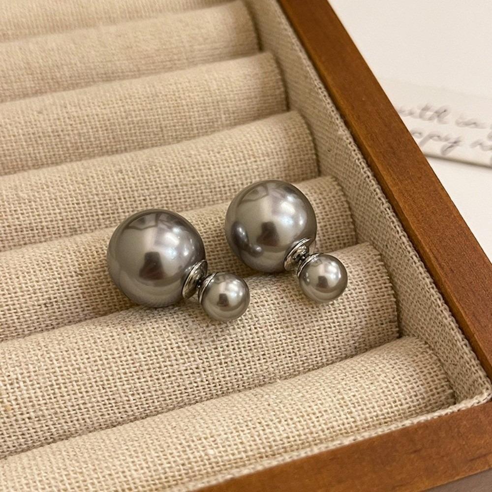 Módní oboustranné perlové náušnice Elegance Jednoduché dámské náušnice Luxusní minimalistický design Perlové náušnice