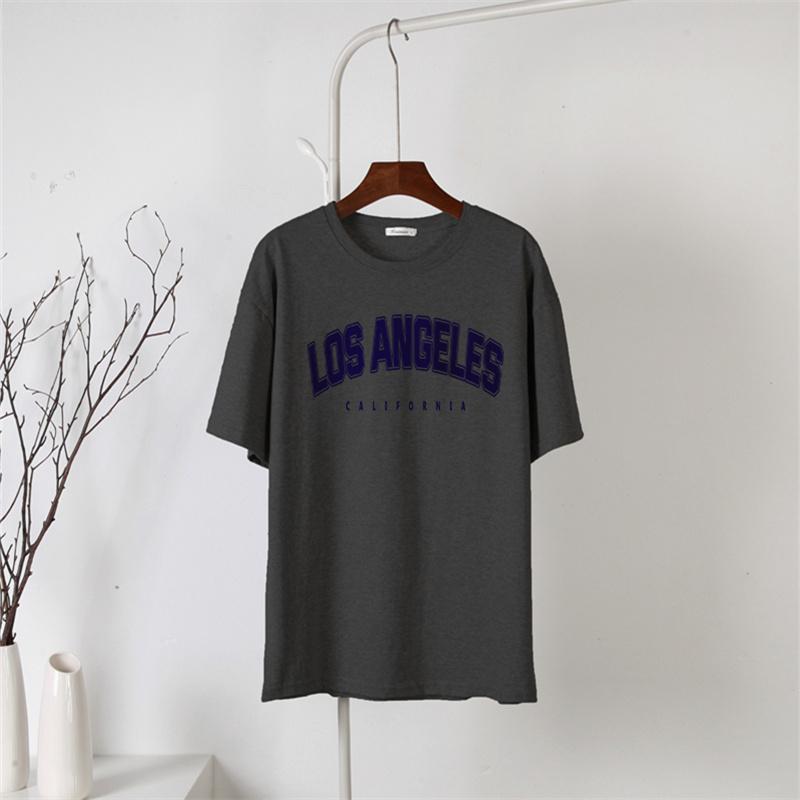 Shellsuning 2023 Summer Short Sleeve Letter Printed Tees Trendy High Street T Shirts Female Casual Loose Cotton Basic Women Tops