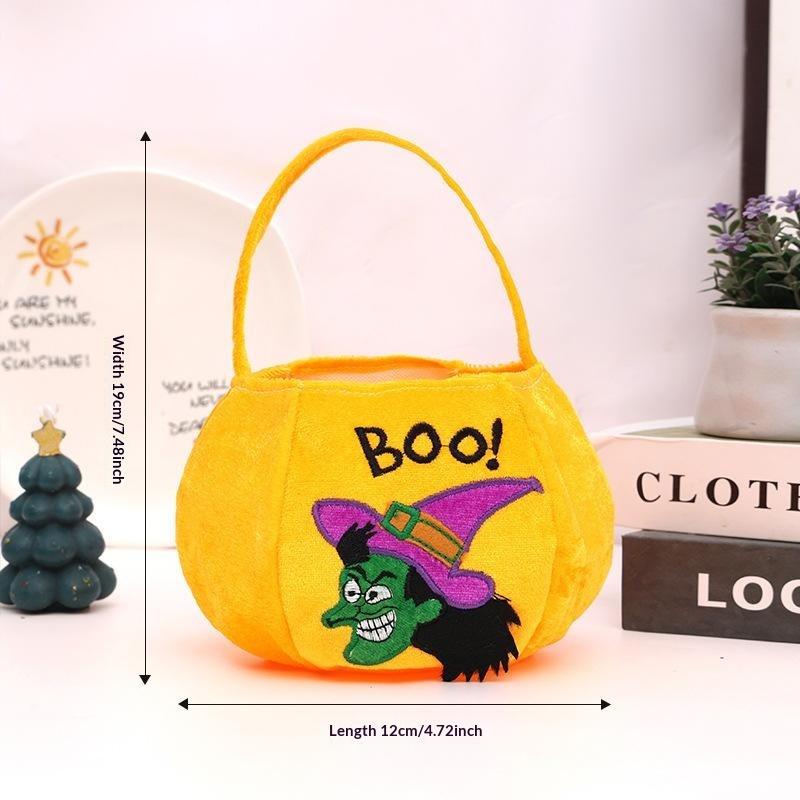 Halloween Plush Candy Hand Bag Pumpkin Vampire Cat Pattern Handheld Gift Baskets Halloween Party Candy Tote Bag Favors