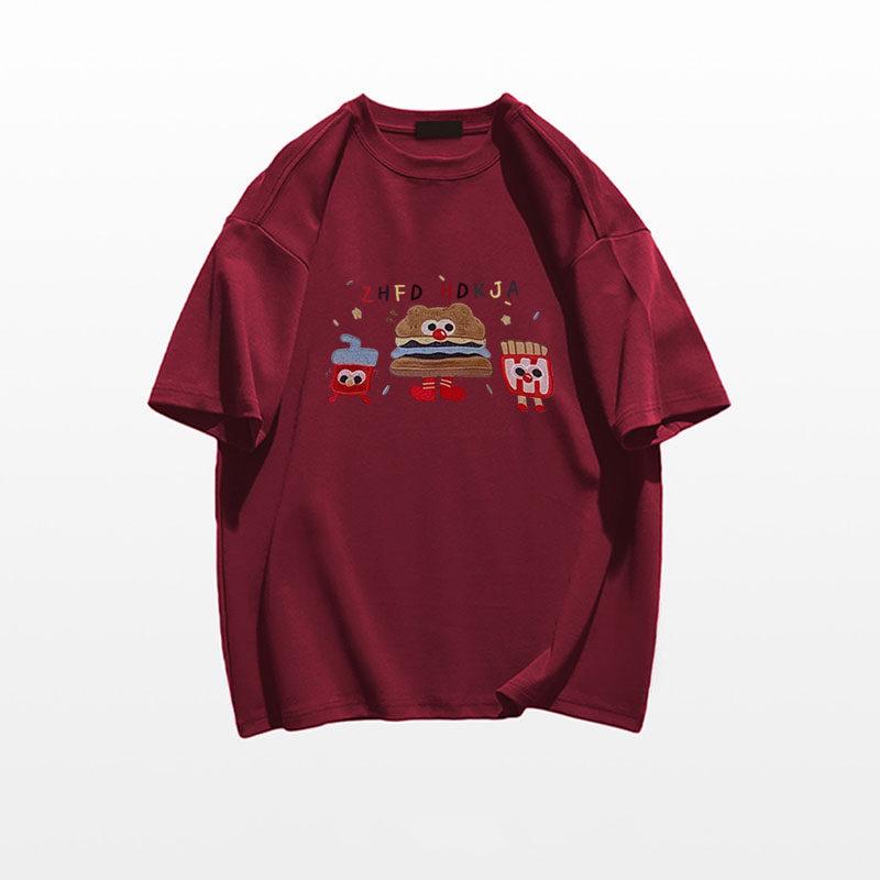 Dam T-shirt i bomull, stor storlek, lös passform, kort ärm, amerikansk stil - Ny sommar design