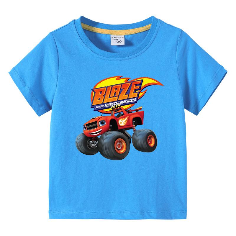 Blaze en de Monster Machines Cartoon Kinderen Grappige T-shirts Baby Jongens Coole Zomer T-shirt Kinderen Tops Meisjes Kleding 1-10J