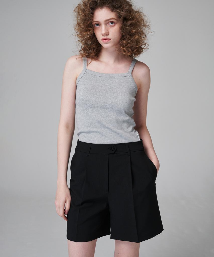 MALOUPE 2205 Summer One-Pleat Half Pants (Black)