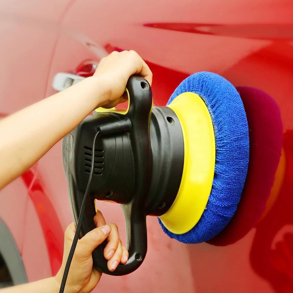 Boltigen 8Pcs 5-6 Inch Buffing Pads Orbital Polishing Pad 4 Colors 5'' To 6'' Microfiber Coral Fleece Bonnet Car Buffer Polisher Waxing Covers For